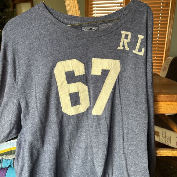 Vintage Polo Jeans Ralph Lauren Shirt Men XXL Blue StitcH RL 67 SIX SEVEN TREND - Picture 3 of 8